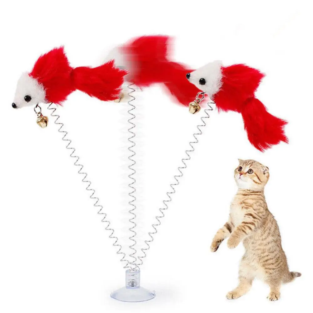 

Симпатичная Весенняя плюшевая мышь на присоске, интерактивная игрушка для домашних животных, кошек, котят