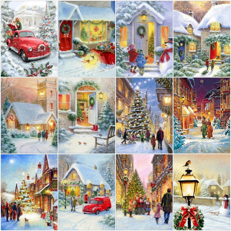 AZQSD Winter Diamond Painting Christmas City Mosaic Full Square Drill Diamond Embroidery Street Landscape Gift Home Decor
AZQSD Winter Diamond Painting Christmas City Mosaic Full Square Drill Diamond Embroidery Street Landscape Gift Home Decor