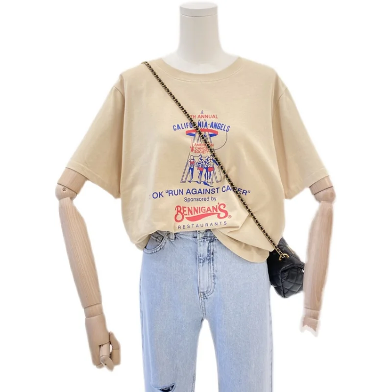 Korean Letters Printed Loose Cotton Women T Shirt Crew Neck Short Sleeved T Shirt Female Summer New Bottoming Shirt Student Top
Korean Letters Printed Loose Cotton Women T Shirt Crew Neck Short Sleeved T Shirt Female Summer New Bottoming Shirt Student Top