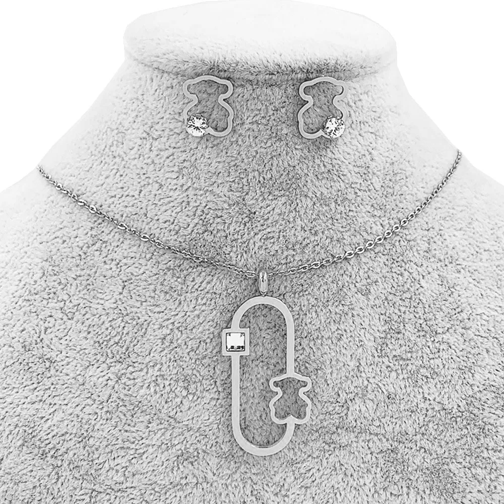 Women Fashion Bear Jewelry Sets Simple and Generous Hollow Titanium Steel Jewelry Best Gifts for Friend
Women Fashion Bear Jewelry Sets Simple and Generous Hollow Titanium Steel Jewelry Best Gifts for Friend
