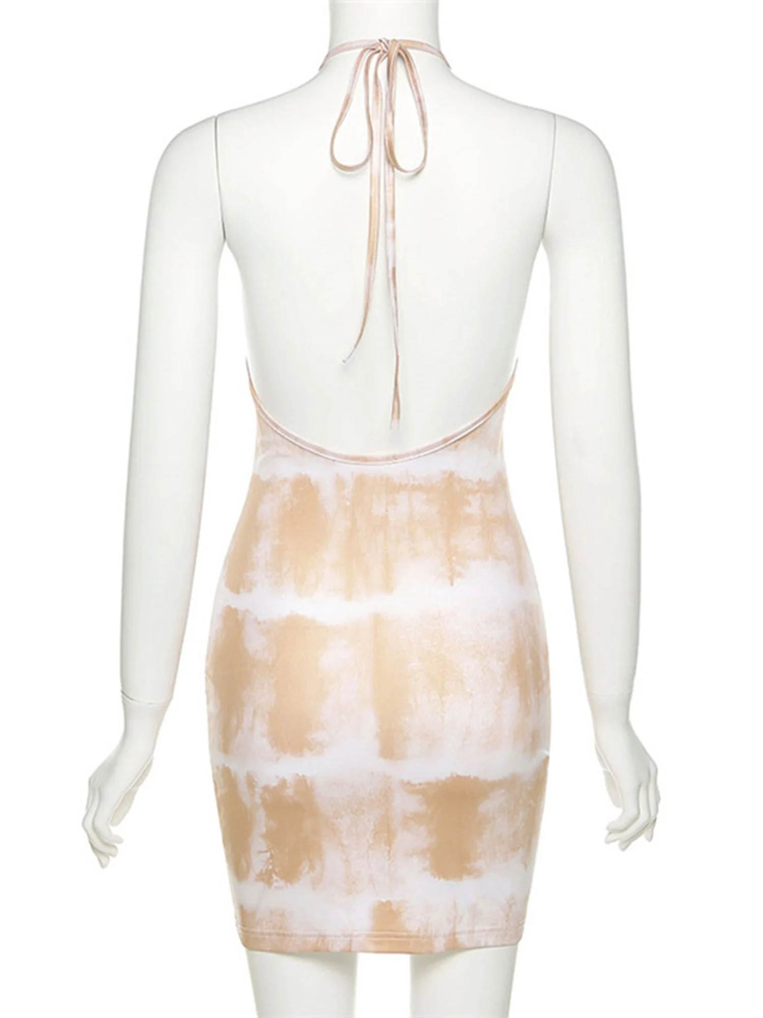 Women Summer Dress, Tie-Dyed Lacing Straps Low-Cut Sleeveless Backless Tight Skirt for Ladies, Khaki
Women Summer Dress, Tie-Dyed Lacing Straps Low-Cut Sleeveless Backless Tight Skirt for Ladies, Khaki