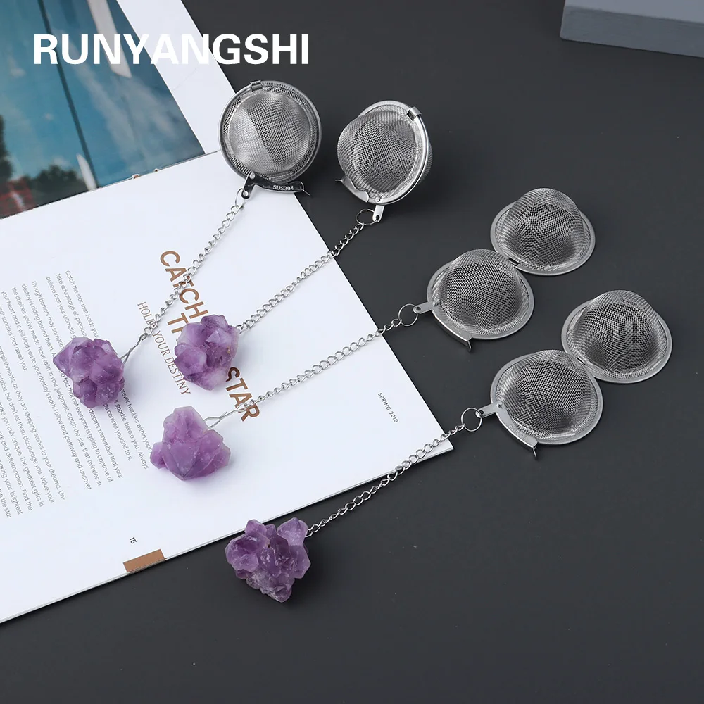 Natural Crystal Amethyst tooth flower Tea filter accessories decoration 304 stainless steel tea making tools gifts
Natural Crystal Amethyst tooth flower Tea filter accessories decoration 304 stainless steel tea making tools gifts