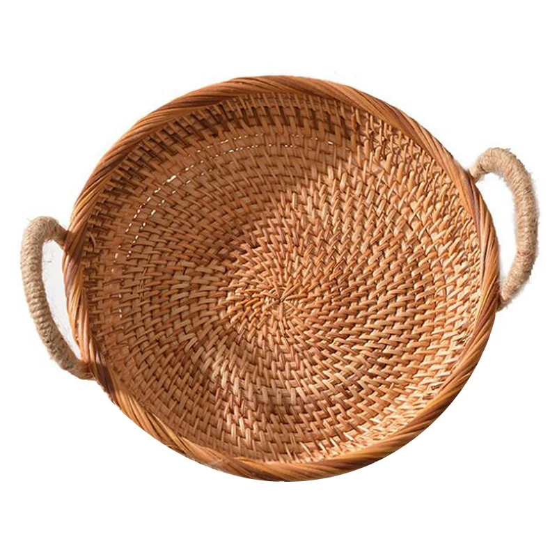 Rattan Round Bread Basket Vintage Style Woven with Handle Tray Platter Coffee or Dining Table Handle Woven Snacks Basket
Rattan Round Bread Basket Vintage Style Woven with Handle Tray Platter Coffee or Dining Table Handle Woven Snacks Basket