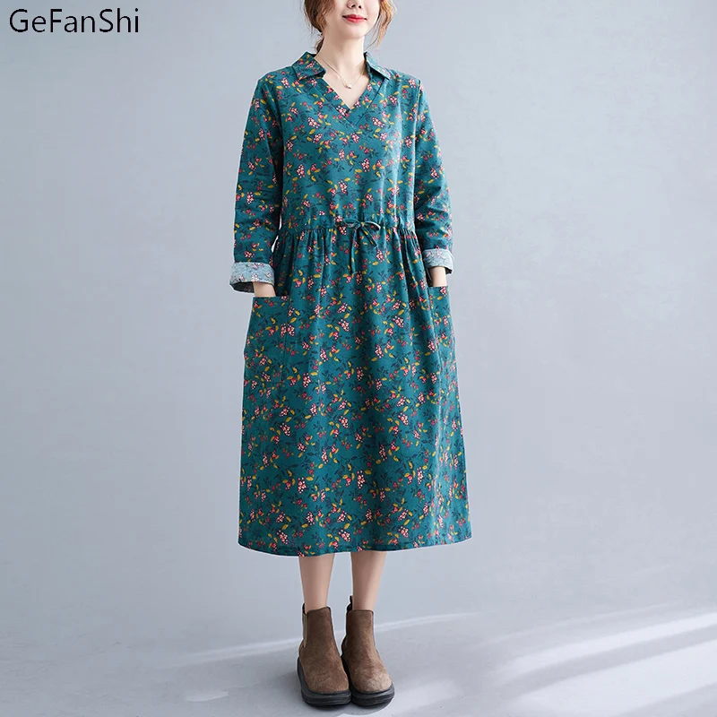New 2022 Cotton Linen Dress Women Autumn Spring Casual Dresses Vintage Floral Print V-Neck Female A-line Loose Dress
New 2022 Cotton Linen Dress Women Autumn Spring Casual Dresses Vintage Floral Print V-Neck Female A-line Loose Dress