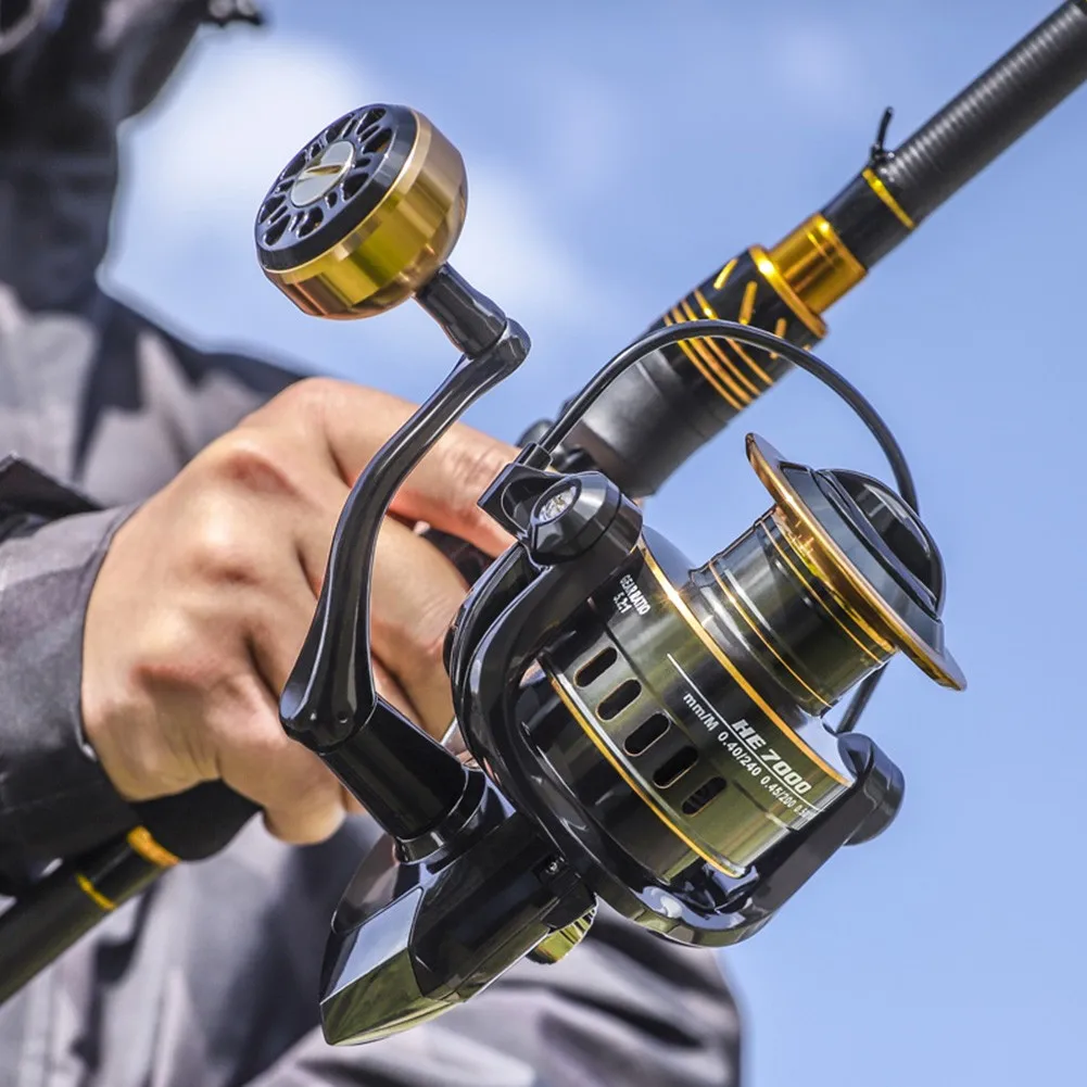 Fishing Reel HE1000-7000 Max Drag 10Kg Spare Metal Spool Spinning Reels 5.2:1 EVA/Metal Grip Outdoor Winter Fishing Equipment
Fishing Reel HE1000-7000 Max Drag 10Kg Spare Metal Spool Spinning Reels 5.2:1 EVA/Metal Grip Outdoor Winter Fishing Equipment