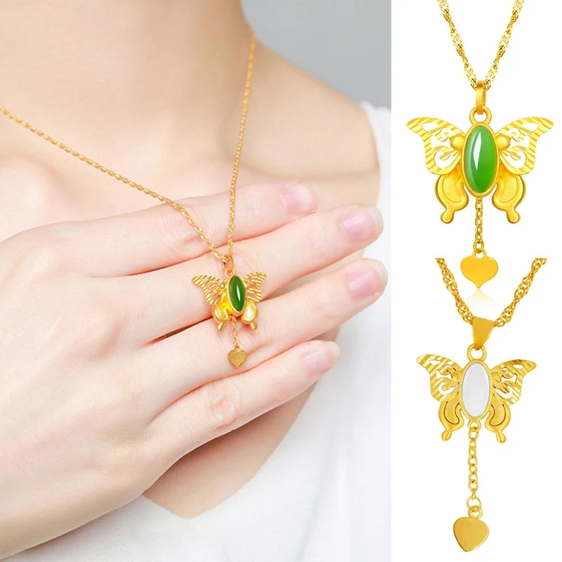 Lady Imitation Hetian Jade Stone Inlaid Jade Butterfly Pendant Necklace For Women Hot Style Butterfly Necklace Fine Jewelry
Lady Imitation Hetian Jade Stone Inlaid Jade Butterfly Pendant Necklace For Women Hot Style Butterfly Necklace Fine Jewelry