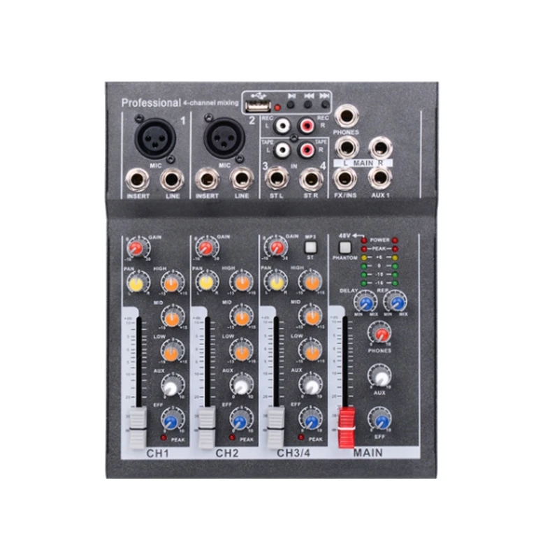 Портативный аудио микшер с USB, микшерная консоль для DJ, MP3 Разъем, 4-канальный усилитель для караоке 48 В, для караоке (вилка стандарта ЕС)
Портативный аудио микшер с USB, микшерная консоль для DJ, MP3 Разъем, 4-канальный усилитель для караоке 48 В, для караоке (вилка стандарта ЕС)