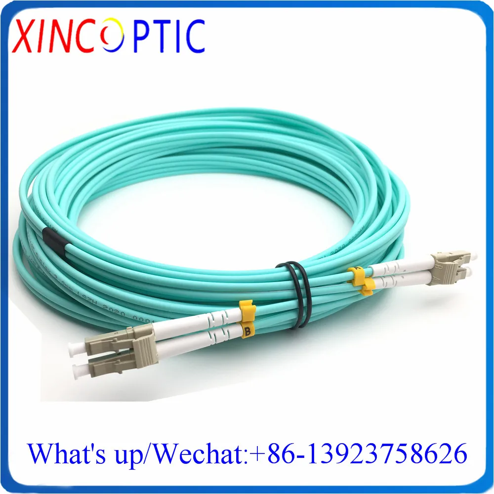 

LC-LC OM3 Duplex 10M Fiber Patch Cord,LC/UPC-LC/UPC MM(OM3-150),DX,3.0mm,6/7/8/10M,Aqua LSZH Jacket,Fiber Optic Patch Cord Cable