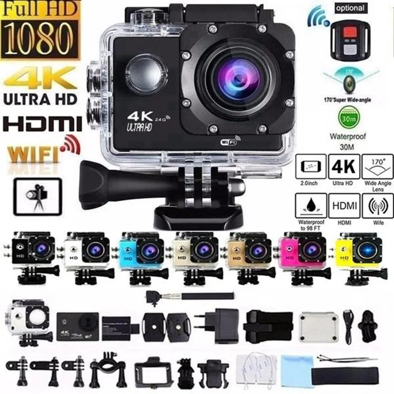 Ultra HD H9 4K Action Camera WiFi 12MP 2 Inch 30M Go Waterproof Pro 170 D Helmet Bicycle Video Recording Camera Sports Camera
Ultra HD H9 4K Action Camera WiFi 12MP 2 Inch 30M Go Waterproof Pro 170 D Helmet Bicycle Video Recording Camera Sports Camera