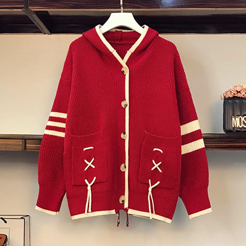 2021 Women Button Up Sweater Cardigans Sailor Collar Sweater Cardigan Korean Style Loose Hooded Tie Knitted Jacket Sweater
2021 Women Button Up Sweater Cardigans Sailor Collar Sweater Cardigan Korean Style Loose Hooded Tie Knitted Jacket Sweater