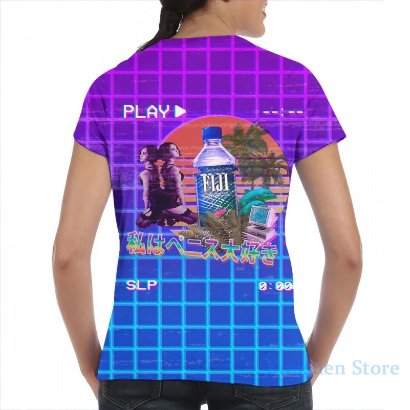 Футболка Vaporwave с принтом Фиджи флакон для мужчин и женщин модная футболка девочек