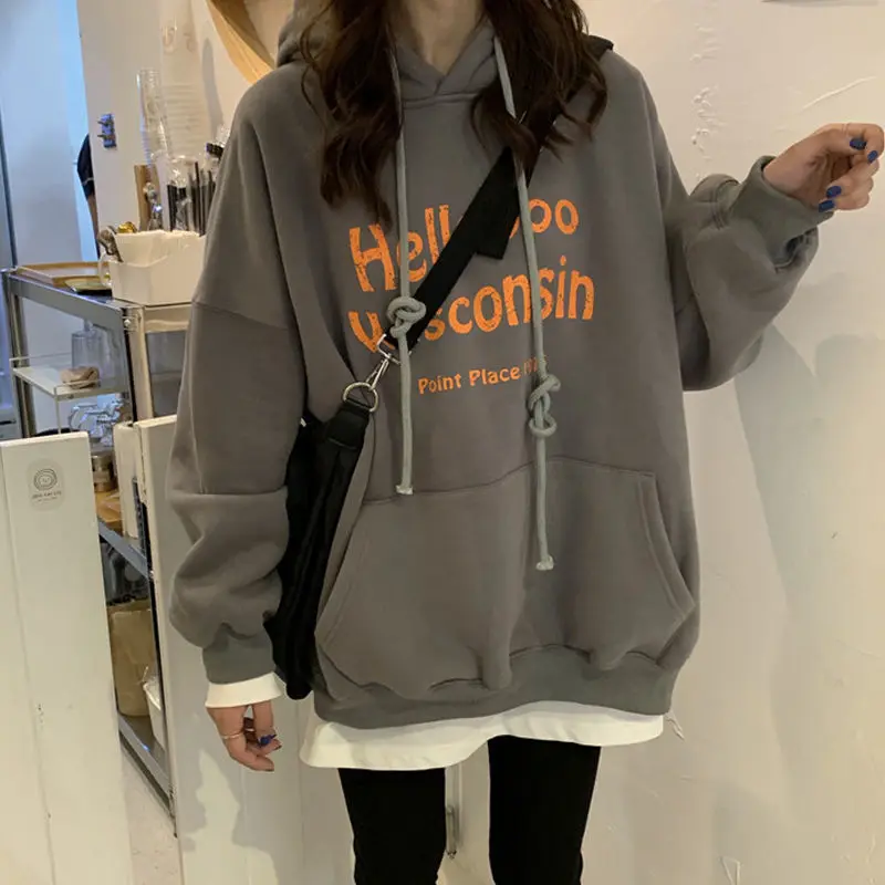 Winter loose plus velvet thick long-sleeved sweater women's jacket Hoddie For Teens Harajuku Hoodies Female Hoody Tops letter
Winter loose plus velvet thick long-sleeved sweater women's jacket Hoddie For Teens Harajuku Hoodies Female Hoody Tops letter