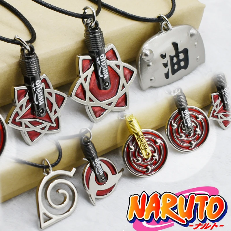 Japanese Anime Cosplay Narutos Akatsuki organization red cloud sign metal pendant Kakashi Uzumaki necklace Women Men Sharingan | Украшения