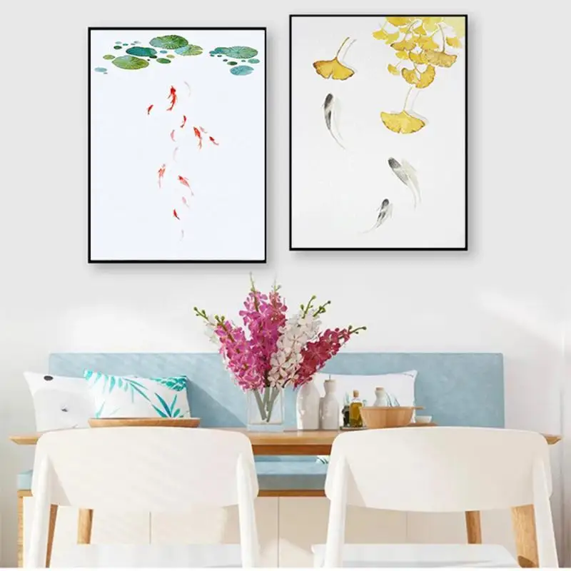 New Chinese Style Canvas Painting Lotus Pond Ginkgo Koi Pictures Watercolor Ink Painting Home Decor For Living Room Dining Room 
New Chinese Style Canvas Painting Lotus Pond Ginkgo Koi Pictures Watercolor Ink Painting Home Decor For Living Room Dining Room