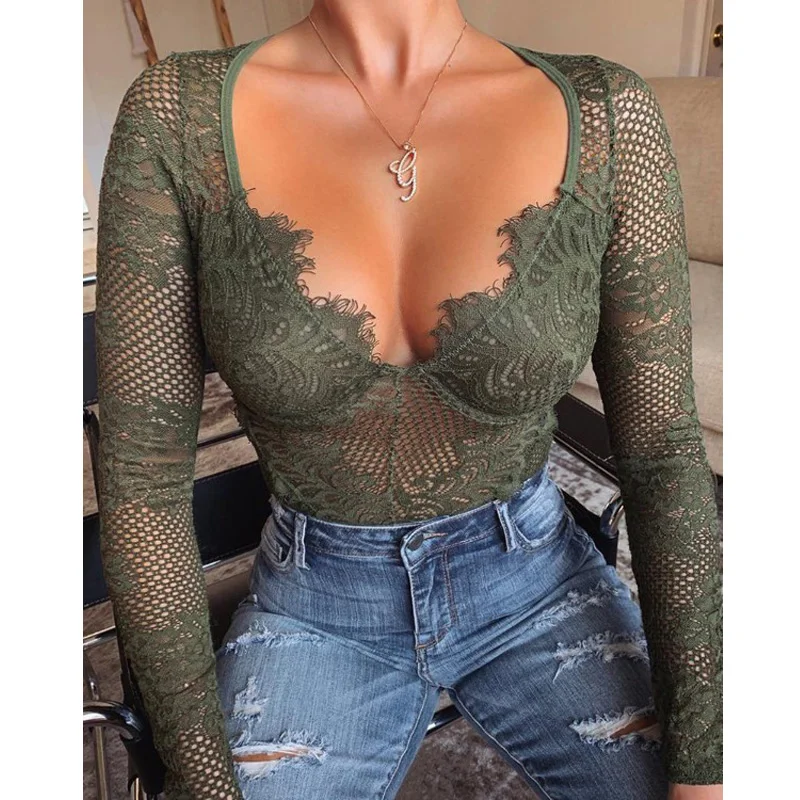 Women Eyelash Lace Hollow Out Bodysuit Long Sleeve V neck Sexy Sweet Romper Bodysuit Top
Women Eyelash Lace Hollow Out Bodysuit Long Sleeve V neck Sexy Sweet Romper Bodysuit Top