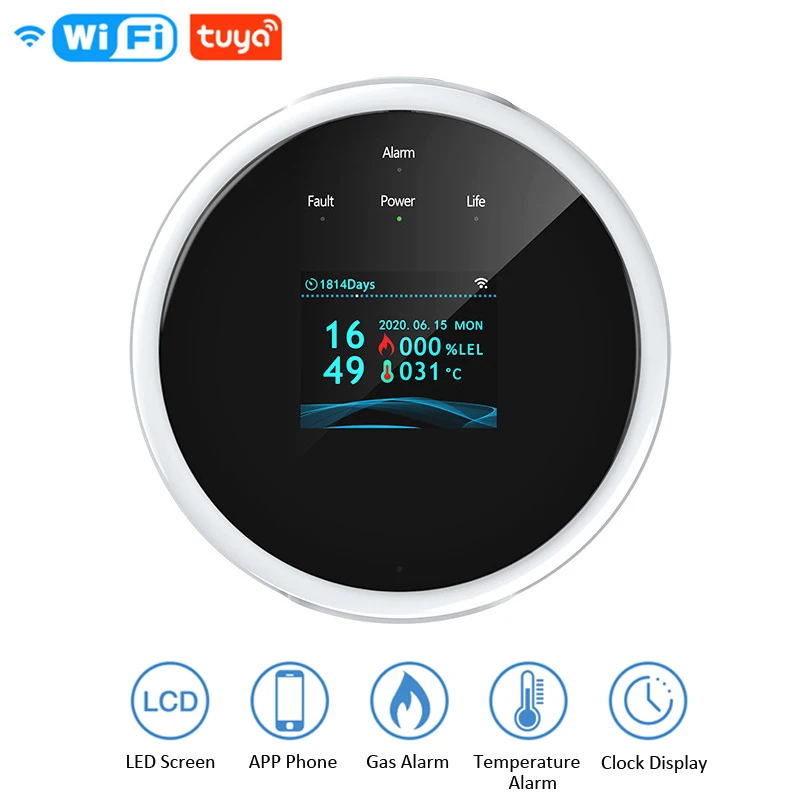 WIFI Smart Natural Gas Sensor Household Remotely Gas Alarm Wifi Temperature Detector Work With Tuya Smart life APP Home Security
WIFI Smart Natural Gas Sensor Household Remotely Gas Alarm Wifi Temperature Detector Work With Tuya Smart life APP Home Security
