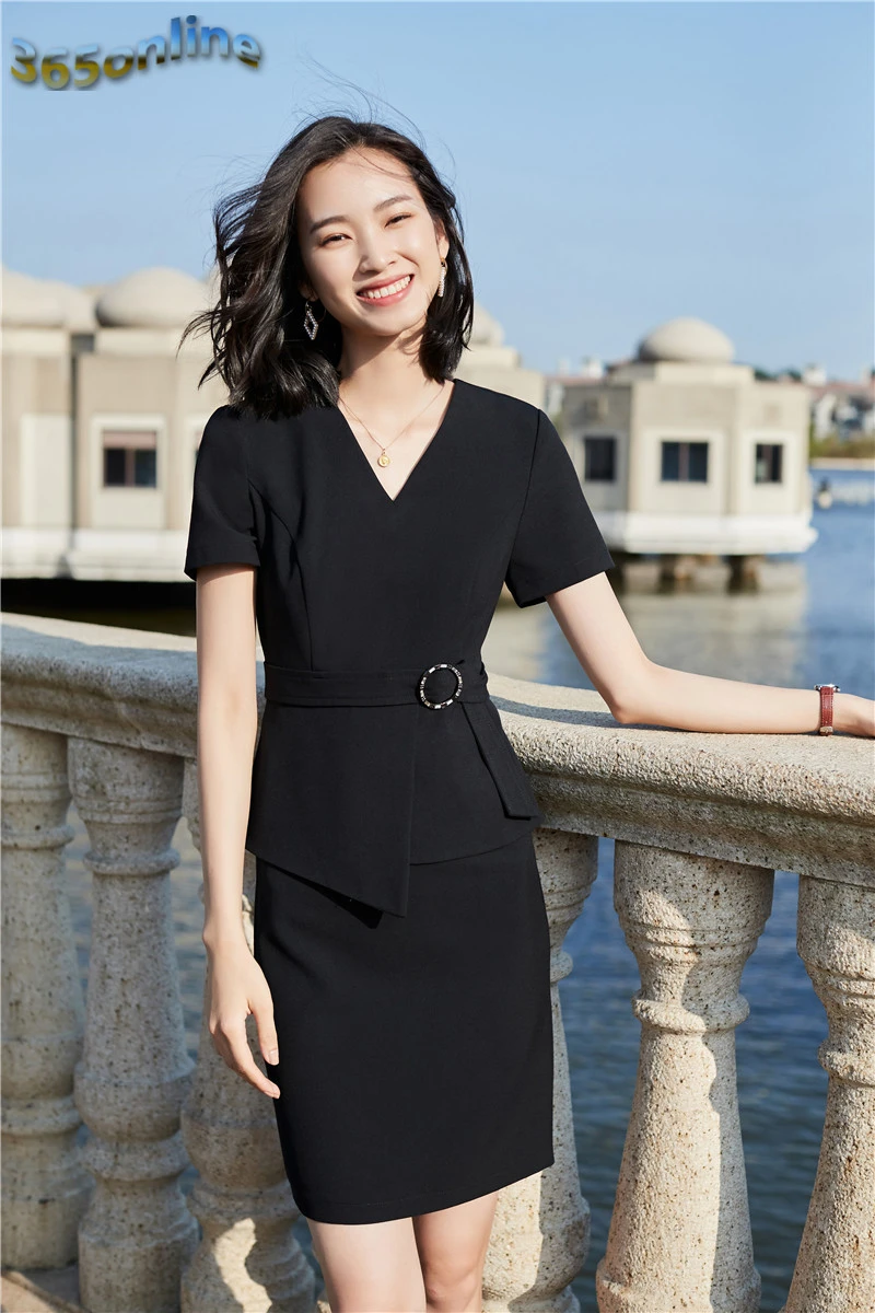 New Styles Women Elegant Black Summer Short Sleeve Dresses Ladies Office Work Wear Slim Hips Dress Beauty Salon Clothes V-neck
New Styles Women Elegant Black Summer Short Sleeve Dresses Ladies Office Work Wear Slim Hips Dress Beauty Salon Clothes V-neck