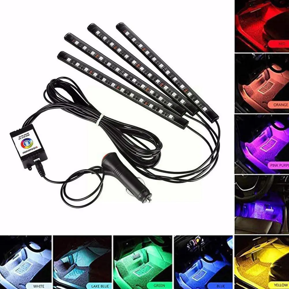 Car Interior Light RGB 48 LED Decorative Light Strip Wireless Music Multiple Car Foot USB With Light Control Modes Remote I8H1
Car Interior Light RGB 48 LED Decorative Light Strip Wireless Music Multiple Car Foot USB With Light Control Modes Remote I8H1