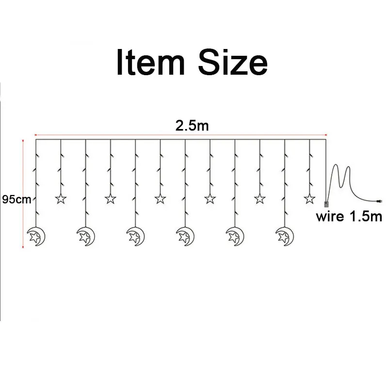 String Lights Outdoor 2.5m 220V LED Moon Star Lamp Christmas Garland Curtain Lights LED Fairy Light for Wedding Holiday Decor
String Lights Outdoor 2.5m 220V LED Moon Star Lamp Christmas Garland Curtain Lights LED Fairy Light for Wedding Holiday Decor