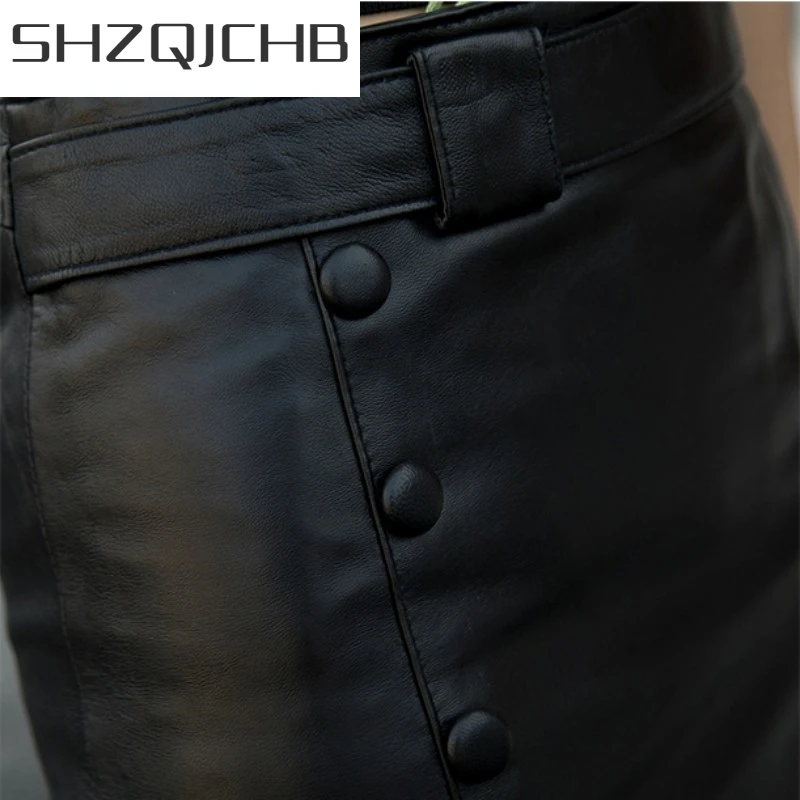 JCHB 2021 Autumn Women Genuine Leather Skirt Office Elegant Single Breasted Slim Straight Wrap Skirts Black Sheepskin High Waist
JCHB 2021 Autumn Women Genuine Leather Skirt Office Elegant Single Breasted Slim Straight Wrap Skirts Black Sheepskin High Waist
