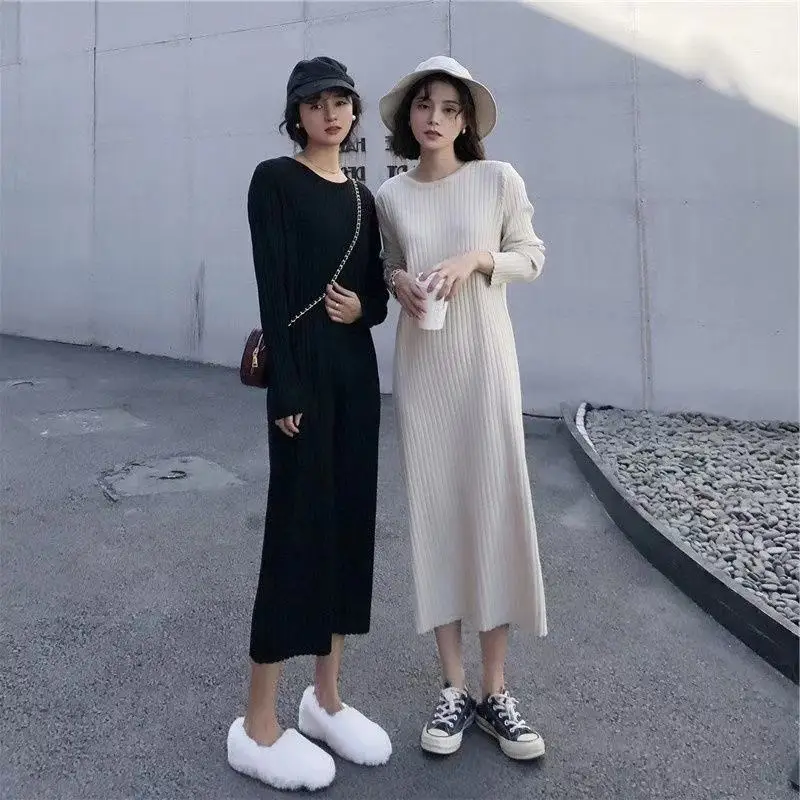 New Autumn Women Knitted Dress Round neck women Sweater Hedging Dresses Lady Loose Long Sleeve Hedging Bottoming Sweater Dress
New Autumn Women Knitted Dress Round neck women Sweater Hedging Dresses Lady Loose Long Sleeve Hedging Bottoming Sweater Dress