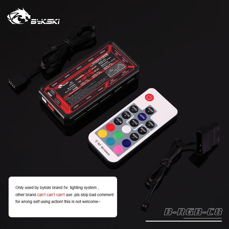 Bykski B-C8 RGB lighting system led controller supports up to 8 fans, light bars, remote synchronization motherboard 12V4pin
Bykski B-C8 RGB lighting system led controller supports up to 8 fans, light bars, remote synchronization motherboard 12V4pin
