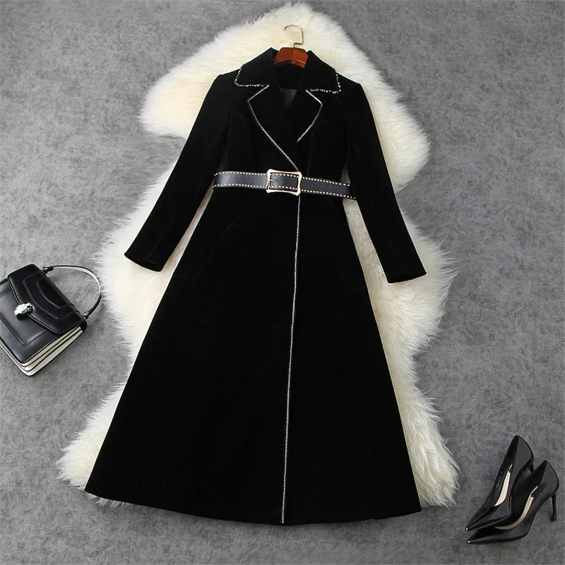 Runway Fashion Winter Long Velour Trench Coat for Women High Quality Turn Down Collar Beading Outerwear Celebrity Party Vestidos
Runway Fashion Winter Long Velour Trench Coat for Women High Quality Turn Down Collar Beading Outerwear Celebrity Party Vestidos