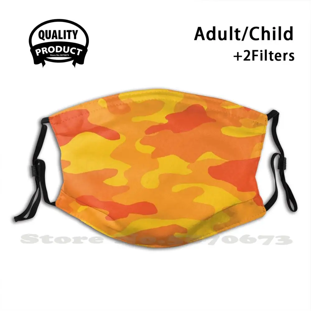 

Camouflage Anti Dust Face Mask Washable Filter Reusable Camo Camouflage Camouflage Orange Cheap High Contrast Camouflage Orange