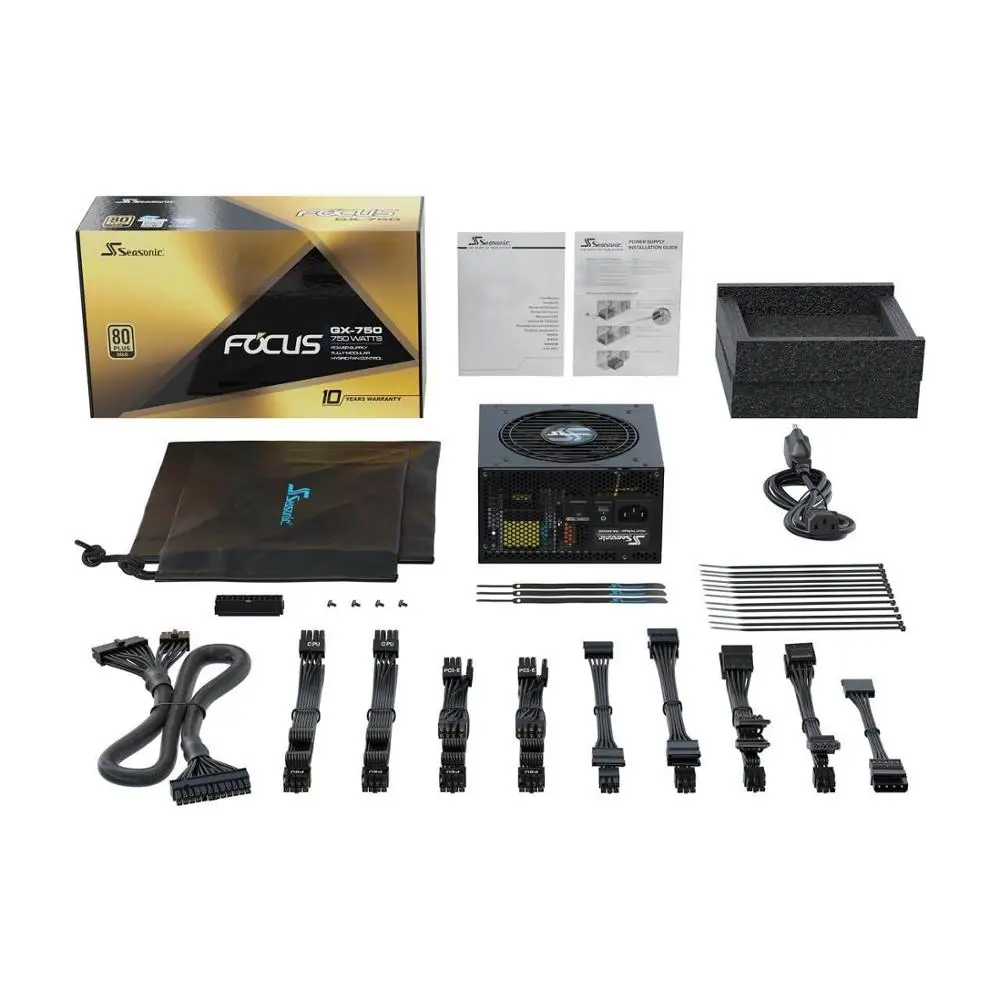 Seasonic FOCUS GX-750 750W 80+ Gold Full-Modular Fan Control in Fanless Silent Cooling Mode For Gaming and Various Application 
Seasonic FOCUS GX-750 750W 80+ Gold Full-Modular Fan Control in Fanless Silent Cooling Mode For Gaming and Various Application