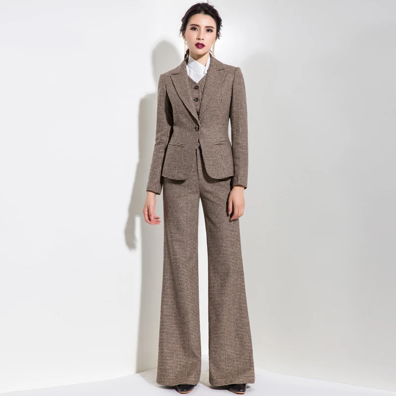 2020 Autumn and Winter New Woolen Suit Jacket Vest Wide Leg Pants Three-piece Suit Female Club Outfits 3 Piece Set Women Clothes
2020 Autumn and Winter New Woolen Suit Jacket Vest Wide Leg Pants Three-piece Suit Female Club Outfits 3 Piece Set Women Clothes