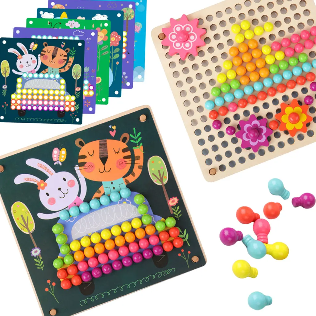 Mushroom Nail Beads Puzzle Toys Wood Board Bead Game Nail Beads for Baby
Mushroom Nail Beads Puzzle Toys Wood Board Bead Game Nail Beads for Baby