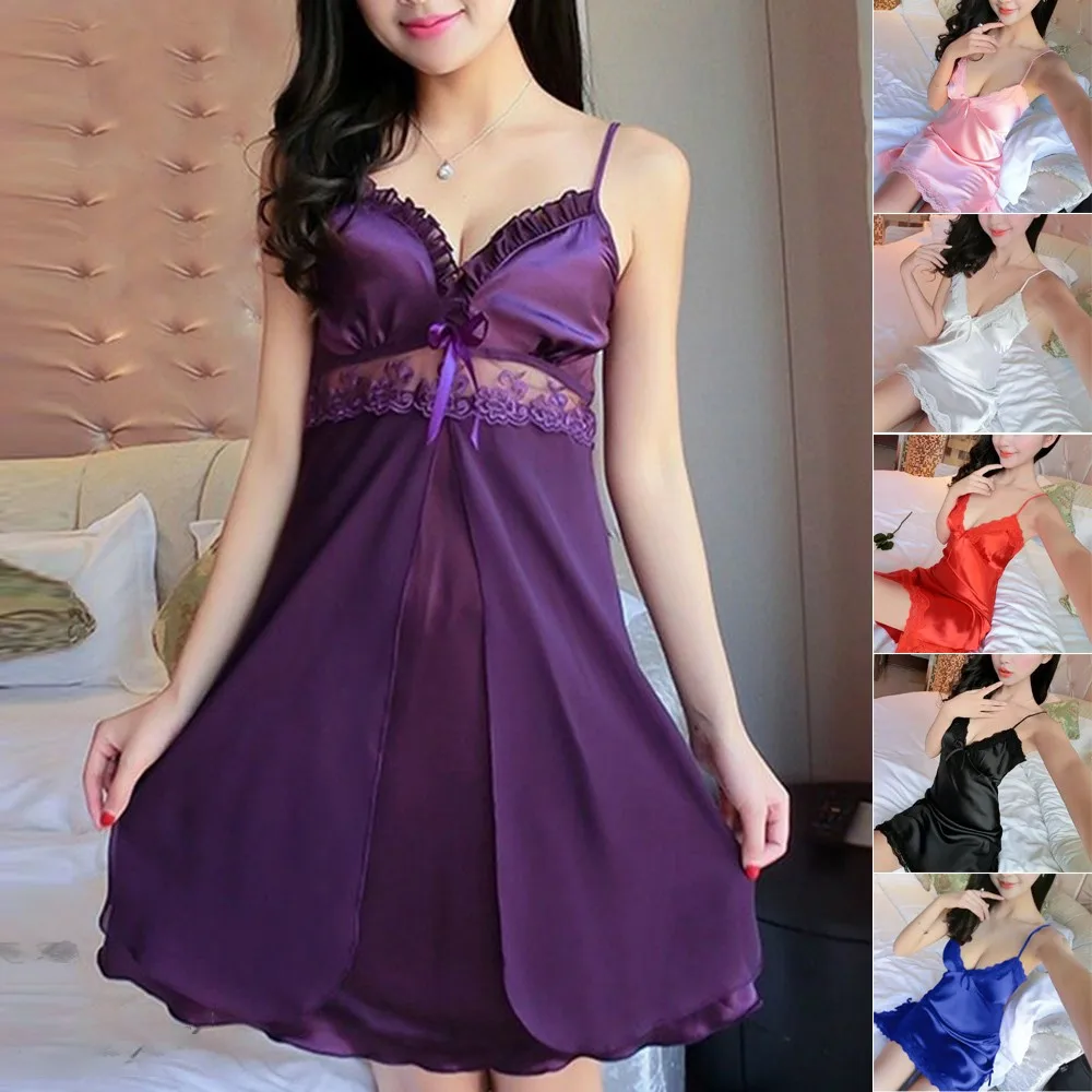 Women Nightdress Nightgown Silky Soft Lace Lingerie Pajamas Sleepwear Nightwear White Red Black Blue Purple Pink M/L/XL/2XL
Women Nightdress Nightgown Silky Soft Lace Lingerie Pajamas Sleepwear Nightwear White Red Black Blue Purple Pink M/L/XL/2XL