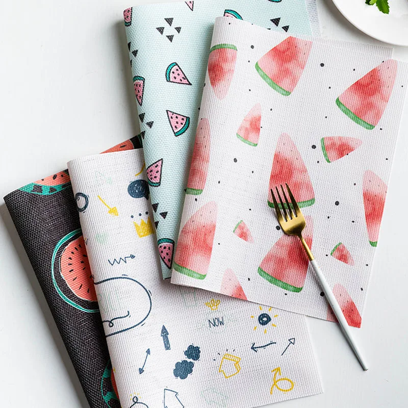 Cute PVC Placemat For Dining Table Mat Geometric Fruit Waterproof Heat Insulation Pads Home Dish Bowl Pad Desktop Decoration
Cute PVC Placemat For Dining Table Mat Geometric Fruit Waterproof Heat Insulation Pads Home Dish Bowl Pad Desktop Decoration