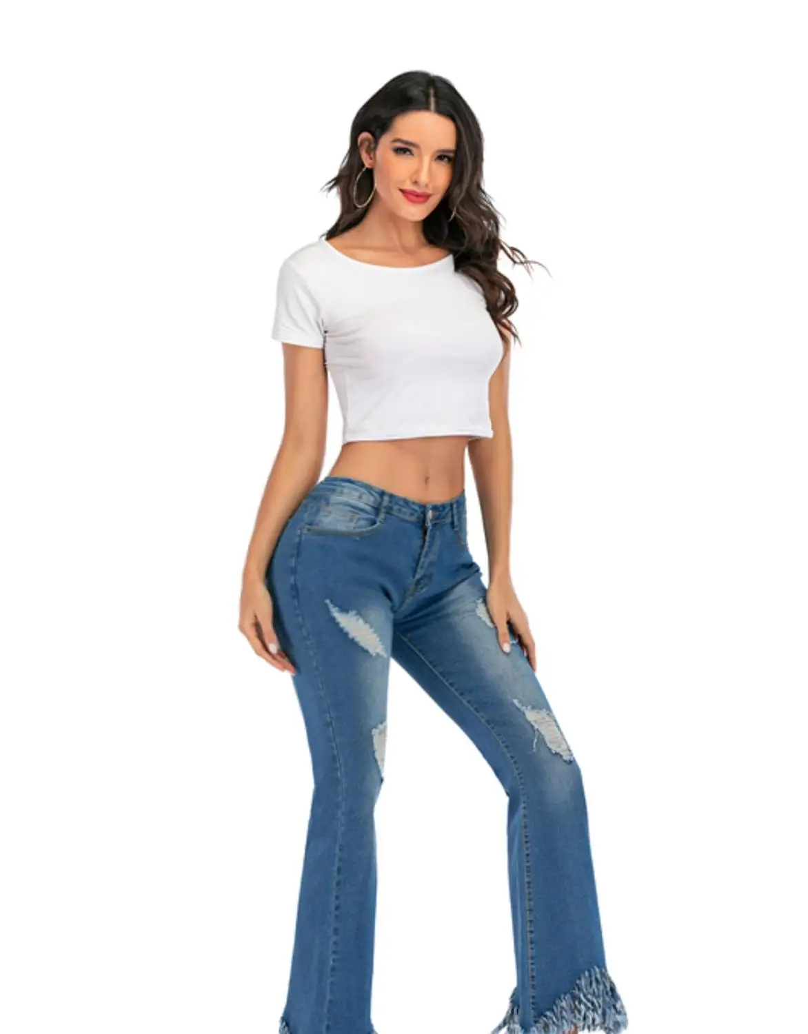 Elegant Denim Flare Pant Tassel Ripped Jeans Women High Waist Wide-leg Jeans Casual Bell Bottom Big Hip Trousers Female
Elegant Denim Flare Pant Tassel Ripped Jeans Women High Waist Wide-leg Jeans Casual Bell Bottom Big Hip Trousers Female