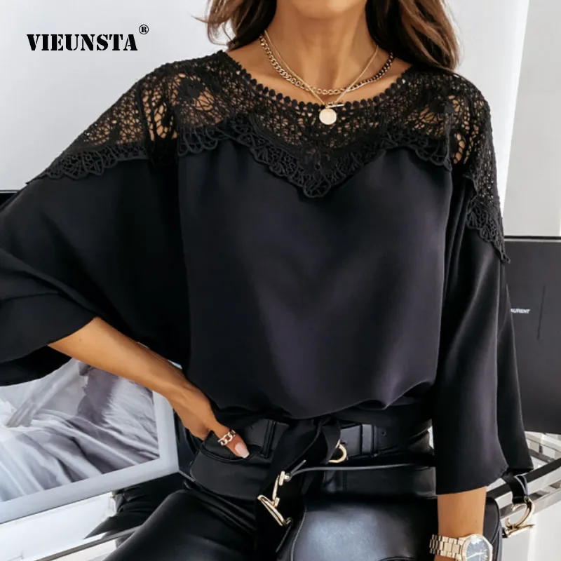 Casual Women Batwing Sleeve Solid Blouse Elegant Spring Lace Crochet Hollow Out Shirts Office Ladies O Neck Pullover Tops Blusas
Casual Women Batwing Sleeve Solid Blouse Elegant Spring Lace Crochet Hollow Out Shirts Office Ladies O Neck Pullover Tops Blusas