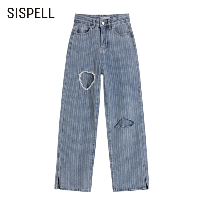 SISPELL Patchwork Pearl Denim Pants For Female High Waist Loose Hollow Out Women's Casual Wide-legged Straight Trousers New
SISPELL Patchwork Pearl Denim Pants For Female High Waist Loose Hollow Out Women's Casual Wide-legged Straight Trousers New