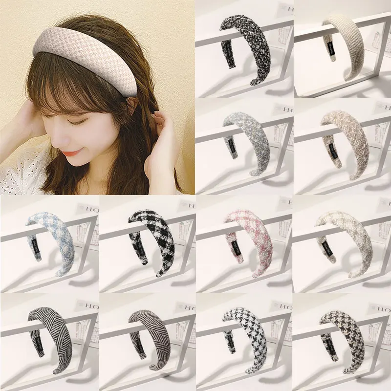2021 Temperament Plaid Woolen Sponge Padded Hairband Wide Side Girls Non-slip Hairbands Elegant Hair Accessories Retro Headband
2021 Temperament Plaid Woolen Sponge Padded Hairband Wide Side Girls Non-slip Hairbands Elegant Hair Accessories Retro Headband