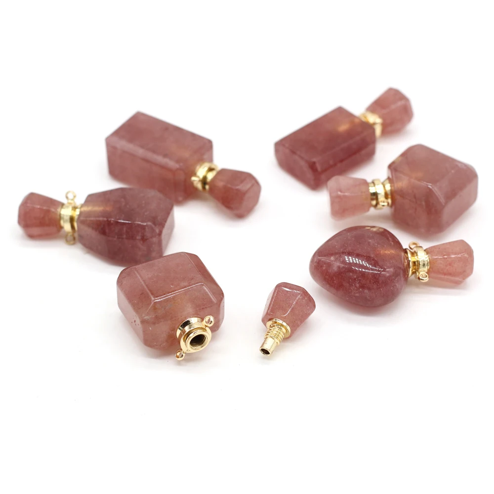 2021 New Style Natural Stone Perfume Bottle Pendant Irregular Strawberry Crystal For Jewelry Making DIY Necklace Accessory
2021 New Style Natural Stone Perfume Bottle Pendant Irregular Strawberry Crystal For Jewelry Making DIY Necklace Accessory