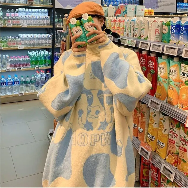 Harajuku Couple Winter Vintage Women Funny High Collar Pullover Japan Punk Long Sleeve Loose Knitted Oversize Kawaii Sweater
Harajuku Couple Winter Vintage Women Funny High Collar Pullover Japan Punk Long Sleeve Loose Knitted Oversize Kawaii Sweater