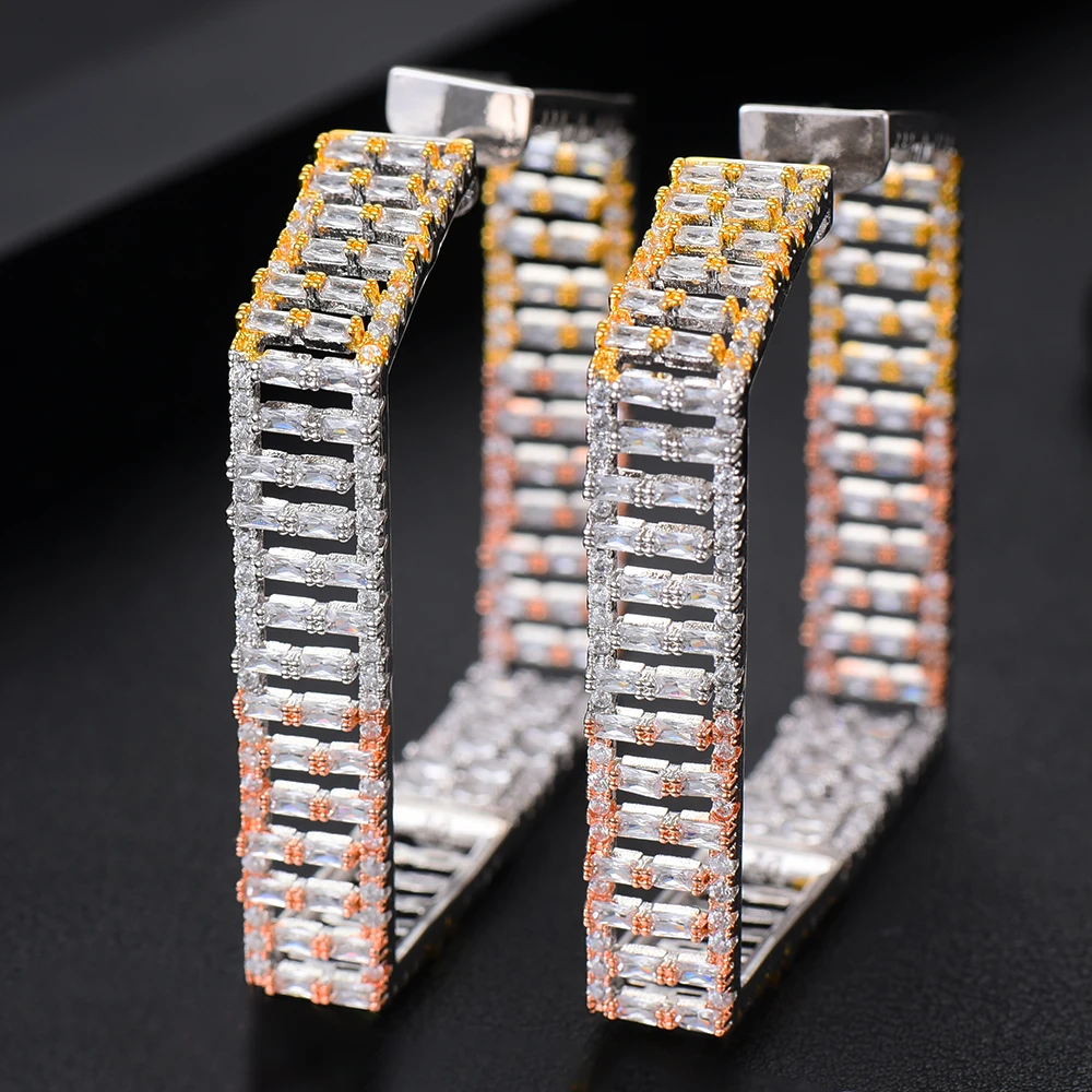 LARRAURI Luxury Big Statement Hoop Earring For Women Wedding Geometry Full Mirco Cubic Zircon Nigerian Hoop Earrings
LARRAURI Luxury Big Statement Hoop Earring For Women Wedding Geometry Full Mirco Cubic Zircon Nigerian Hoop Earrings