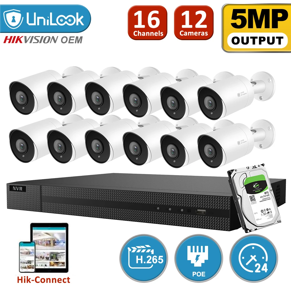UniLook 16CH NVR 12 шт. 5MP Bullet POE IP Camera NVR Kit Система безопасности Обнаружение движения H.265 аудио ночное видение P2P вид
UniLook 16CH NVR 12 шт. 5MP Bullet POE IP Camera NVR Kit Система безопасности Обнаружение движения H.265 аудио ночное видение P2P вид