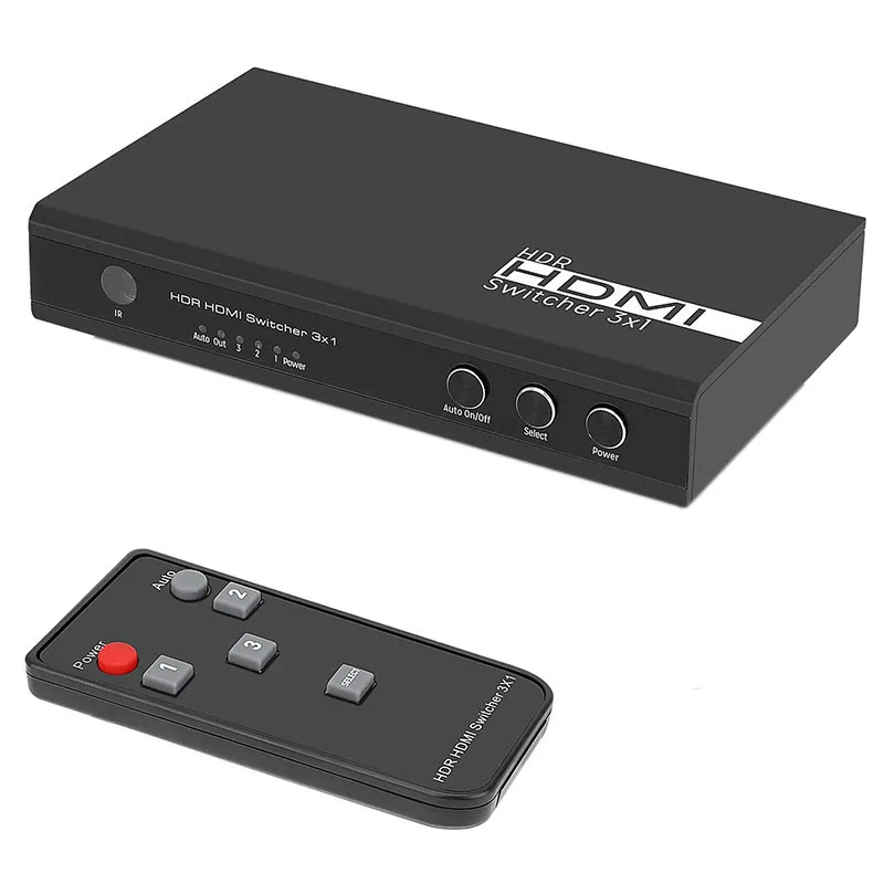 3X1 4K@60Hz HDMI Switch Supports HDMI 2.0,Display Switch Box HDMI 3 Port,with Infrared Wireless Remote Control,HDCP 2.2
3X1 4K@60Hz HDMI Switch Supports HDMI 2.0,Display Switch Box HDMI 3 Port,with Infrared Wireless Remote Control,HDCP 2.2