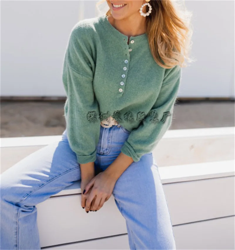 Kalenmos Autumn Solid Color Sweater Women Thin Fashion Long-sleeved Single-breasted Round Neck Pullover Knitted Sweaters Women
Kalenmos Autumn Solid Color Sweater Women Thin Fashion Long-sleeved Single-breasted Round Neck Pullover Knitted Sweaters Women