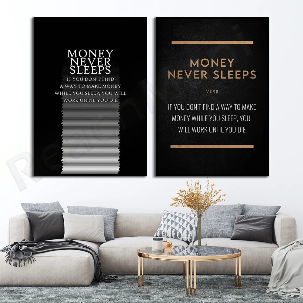 Money never sleeps, typography, canvas wall art motto painting printing Nordic poster letters home decoration
Money never sleeps, typography, canvas wall art motto painting printing Nordic poster letters home decoration