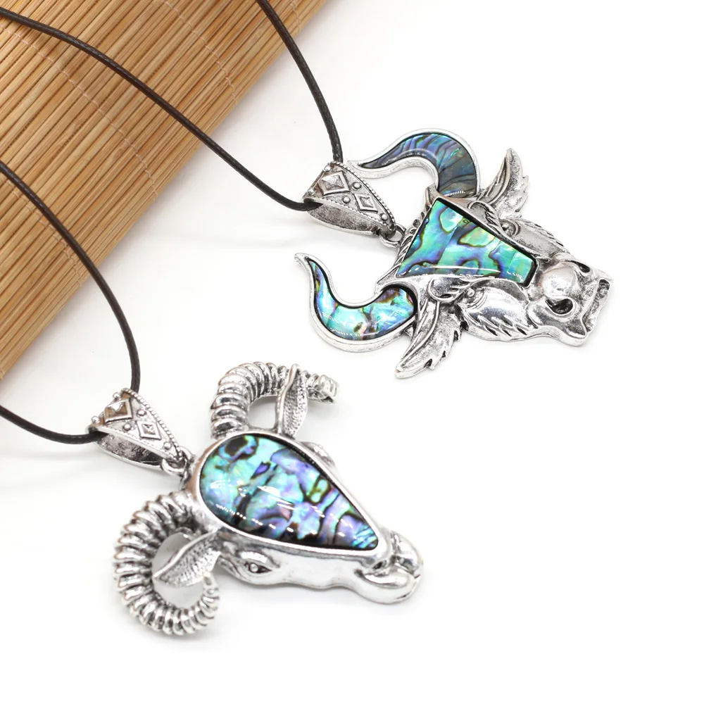 Natural Shell Abalone Colorful Pendant Necklace Bull Head Sheep Silver Color Alloy DIY Making Necklace Jewelry Gift for Women
Natural Shell Abalone Colorful Pendant Necklace Bull Head Sheep Silver Color Alloy DIY Making Necklace Jewelry Gift for Women