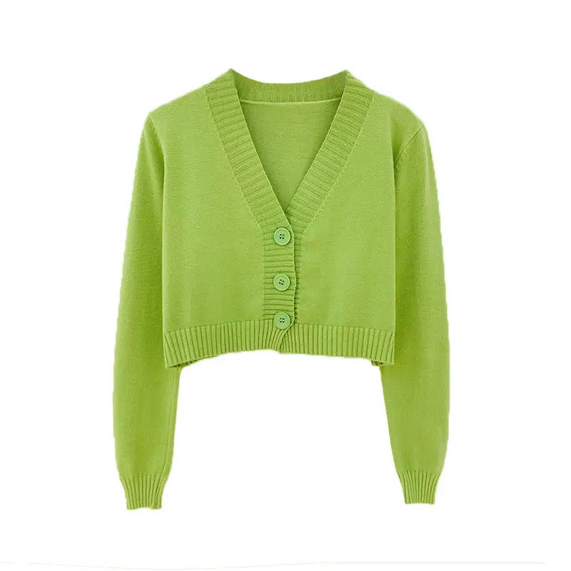 Knitted Crop Cardigan Women Korean Short Sweater Long sleeve V neck Green blue
Knitted Crop Cardigan Women Korean Short Sweater Long sleeve V neck Green blue