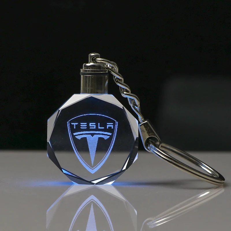 Автомобильный брелок для TESLA Model S 3 логотип Хрустальный светодиодный ключей