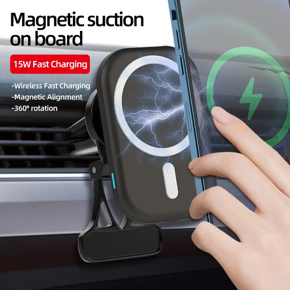 

15W Fast Charging Car Air Outlet Stand Absorbable Phone Holder For IPhone12 ProMax Magsave Magnetic Wireless Car Charger Bracket
