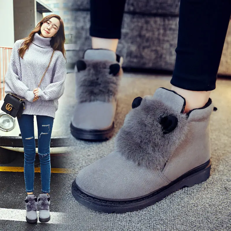 New Woman Ankle Boots Woman Snow Boots Fashion Furry Bear Ears Plush Women Winter Boots Fur Flat Size 35-40 Womens Martin Boots
New Woman Ankle Boots Woman Snow Boots Fashion Furry Bear Ears Plush Women Winter Boots Fur Flat Size 35-40 Womens Martin Boots