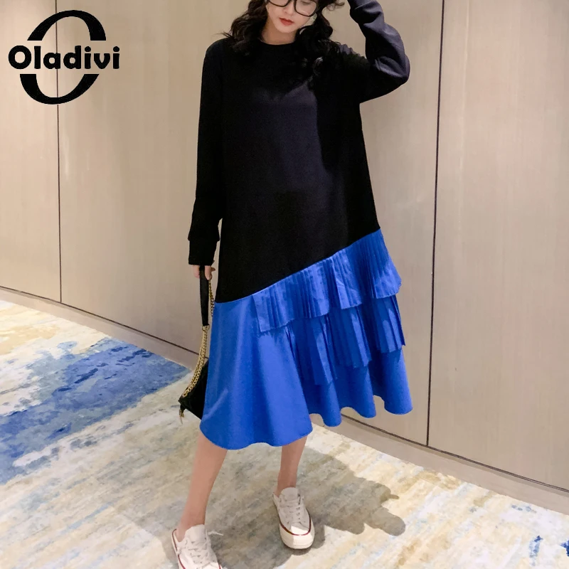 Oladivi Oversized Women Long Sleeve Dress Faux Two Pieces Patchwork Midi Dresses Ladies Fashion Casual Loose Autumn Vestidio 706
Oladivi Oversized Women Long Sleeve Dress Faux Two Pieces Patchwork Midi Dresses Ladies Fashion Casual Loose Autumn Vestidio 706
